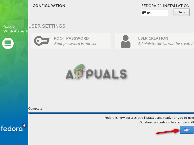 Quitting Installation Configuration