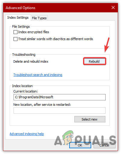 Rebuilding Search Index Database
