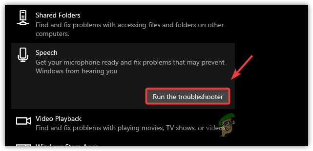 Running Speach Troubleshooter