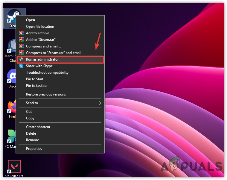 Running Steam with administrator privileges