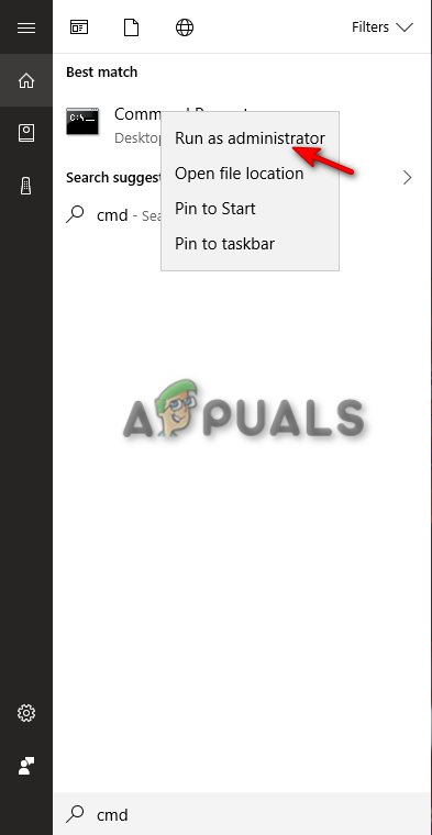 Running the Command prompt as an administrator