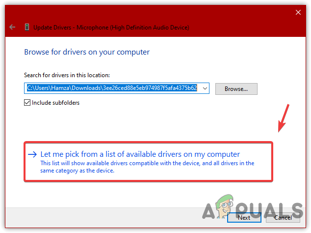 Selecting Driver From The List Of Available Drivers