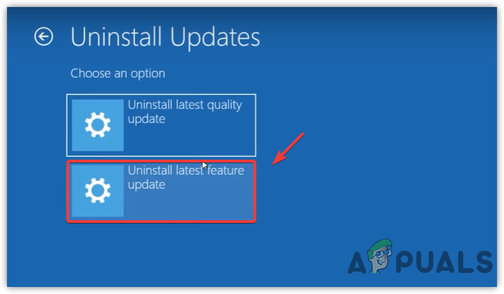 Selecting Latest Feature Update Option