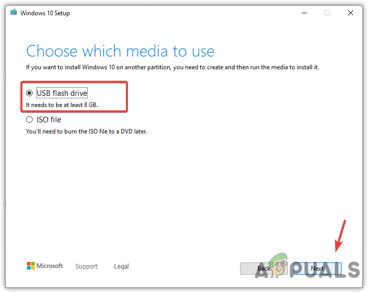 Selecting USB Flash Drive