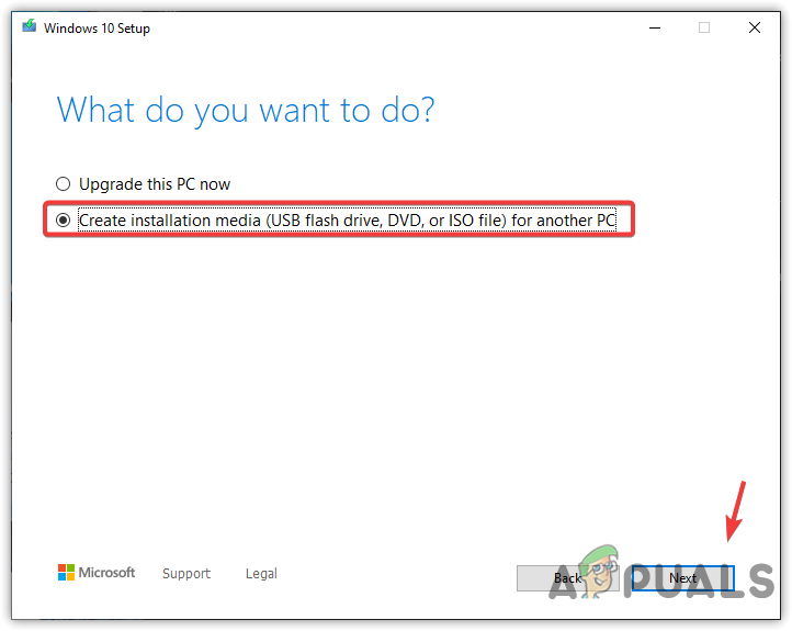Selecting Installation Media Option