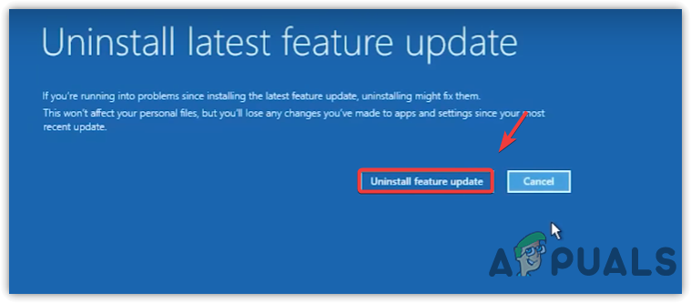 Uninstalling Latest Feature Update