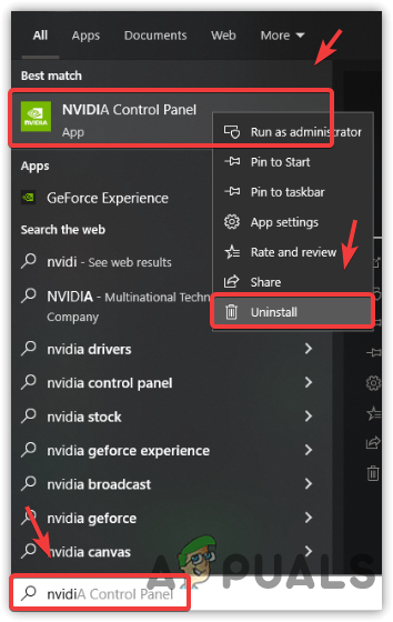 Uninstalling Nvidia Control Panel