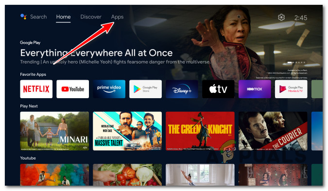 Access the Apps screen