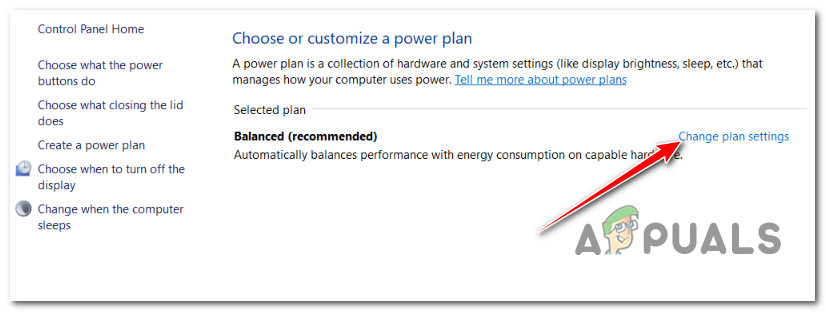 Access the Change Plan Settings