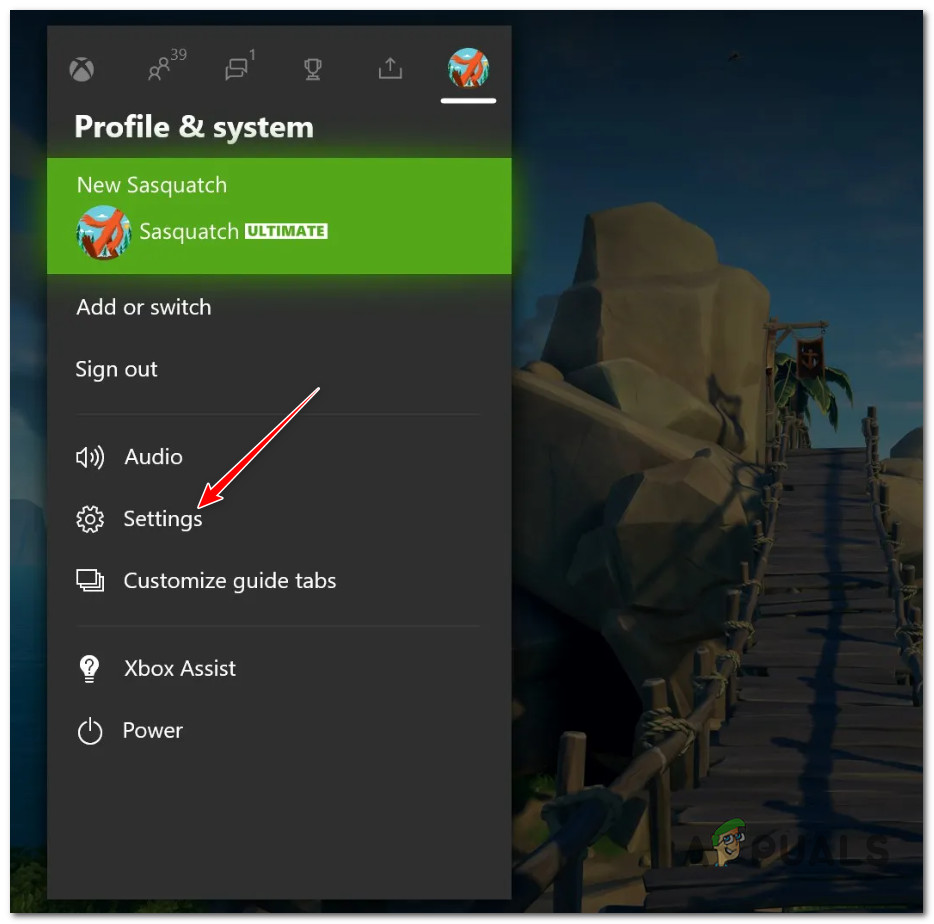 Access the settings menu