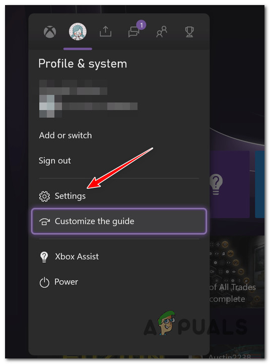 Access the Settings menu on Xbox