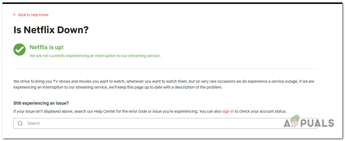 Check for Netflix server issue