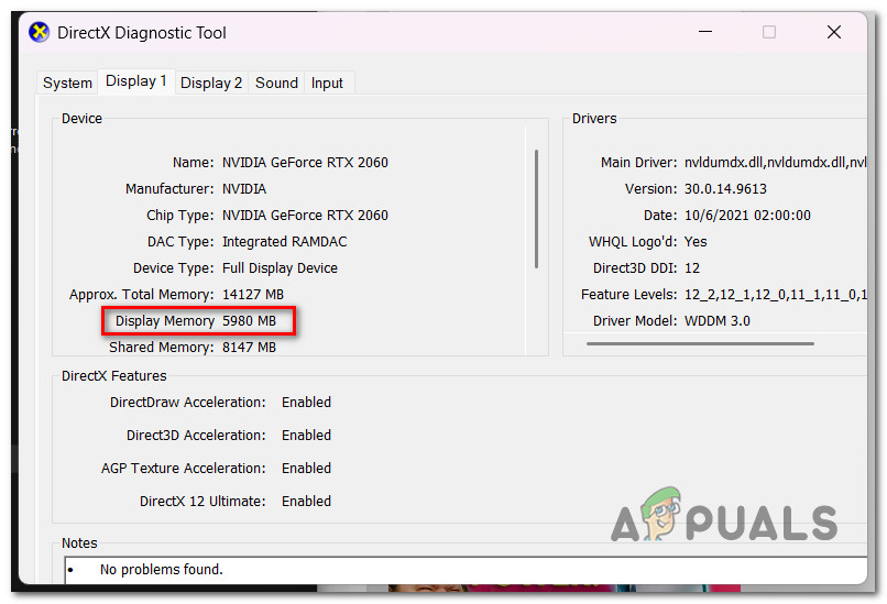 Checking the available display memory