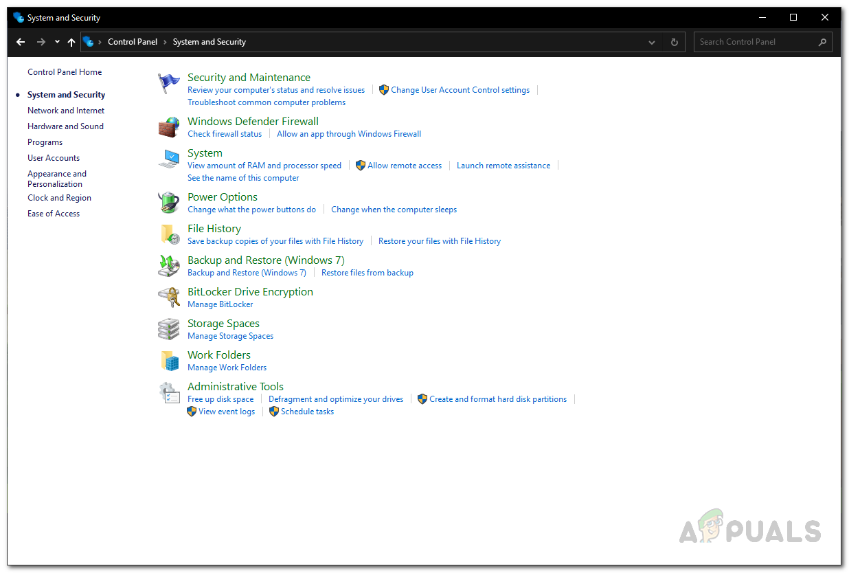 Navigating to Power Options