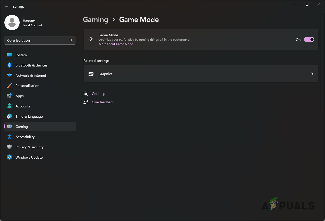 Windows Game Mode Settings