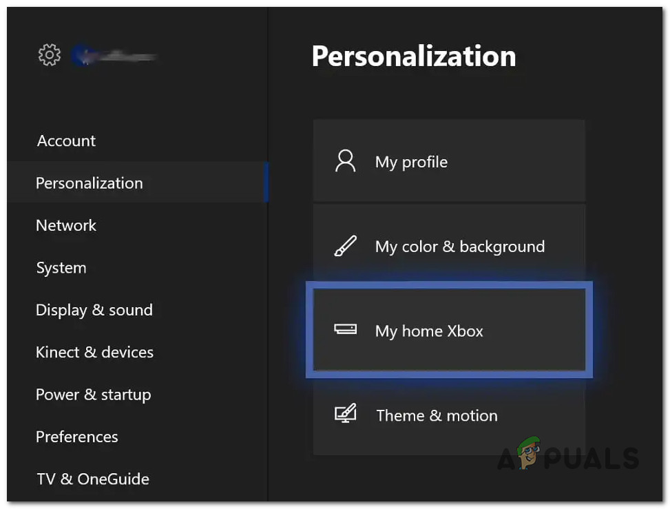 Access the My Home Xbox Menu