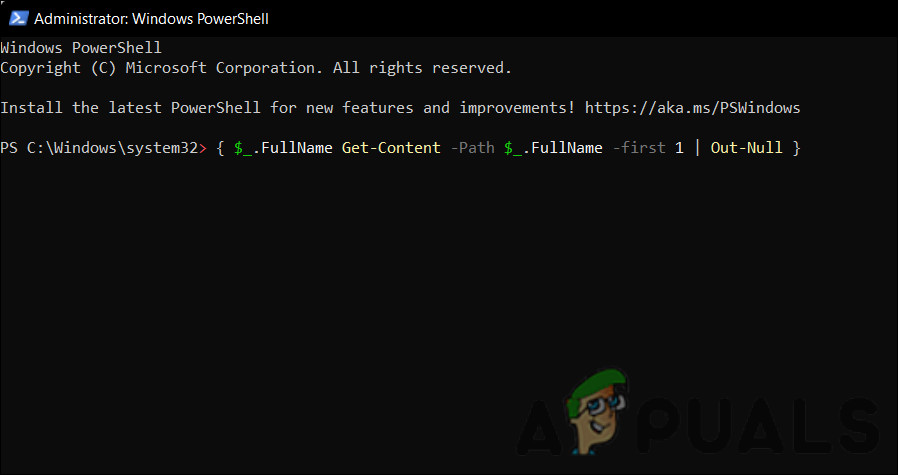 Execute the Powershell command