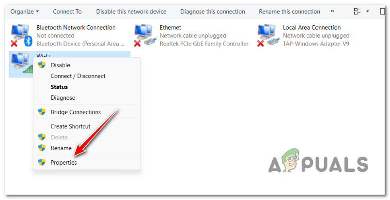 Accessing the Properties menu