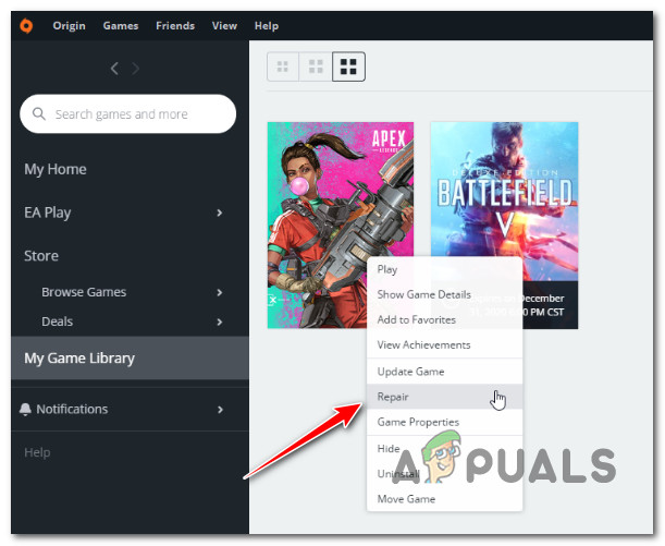 Repair the Apex Legends installation