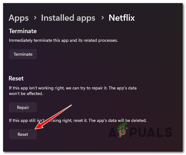 Resetting the Netflix app