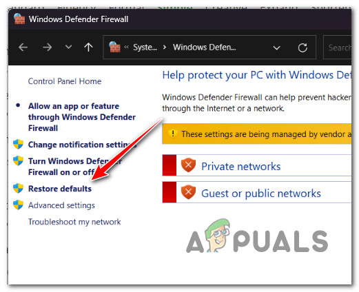 Restore firewall defaults