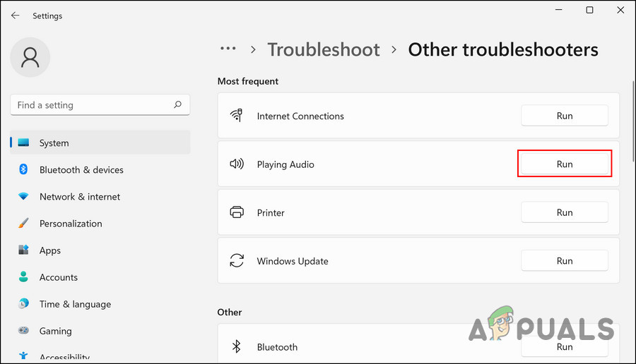 Run the Playing Audio troubleshooter