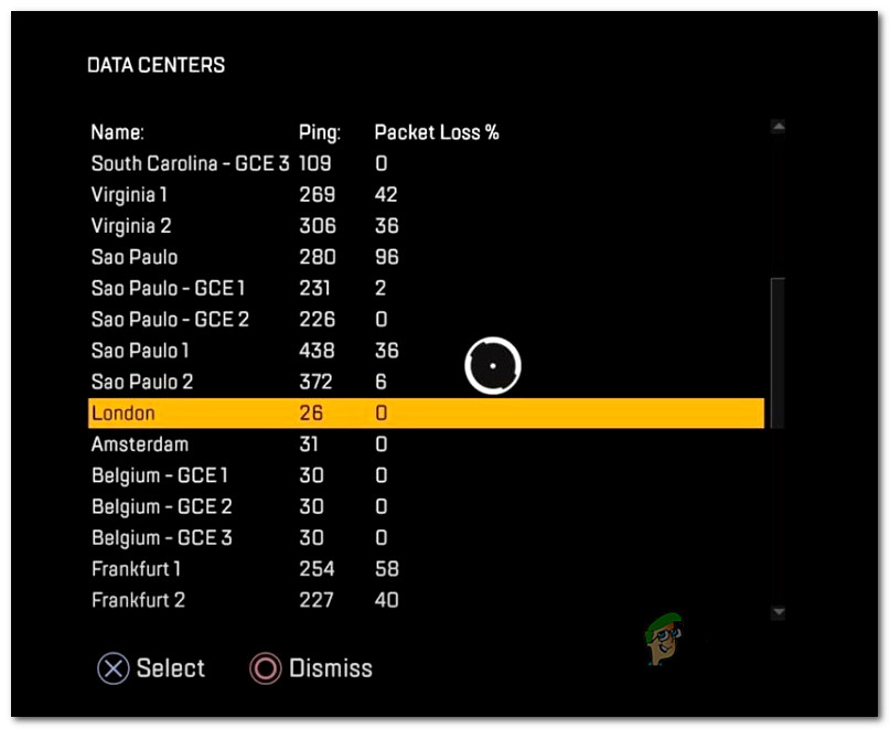 Selecting the best server according to ping and packet loss