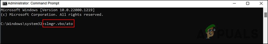 slmgr.vbs/ato command in Command Prompt