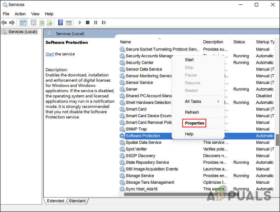 Click on the Properties button