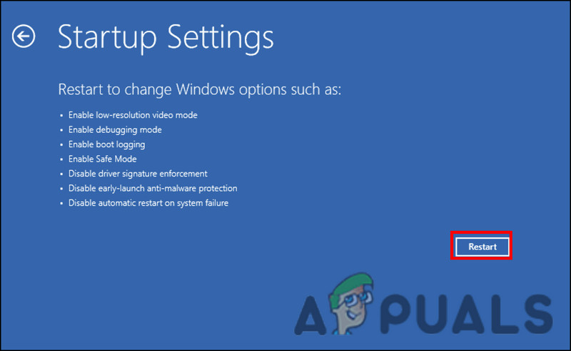 Click on the Restart button