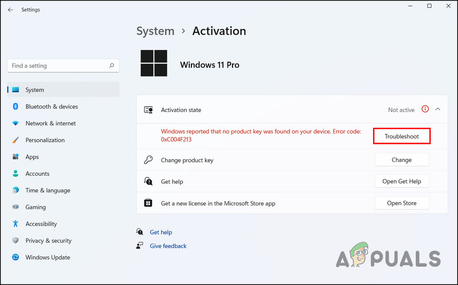 Click on the Troubleshoot button
