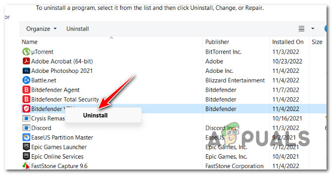Uninstall 3rd party firewall