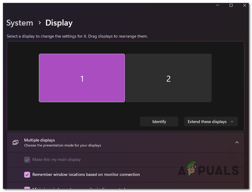 Unplugging the secondary display