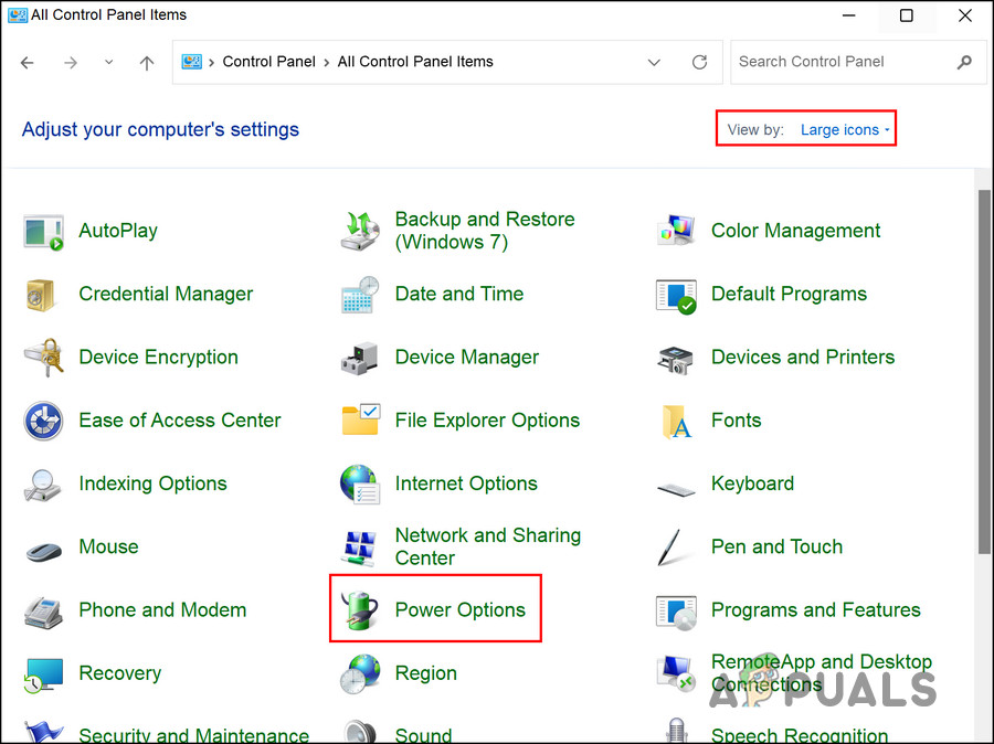 Access the Power Options