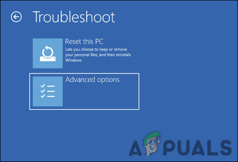 Click on the Advanced options button