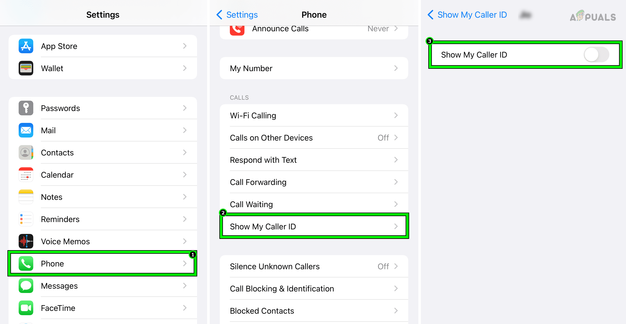 Enable Show My Caller ID on the iPhone
