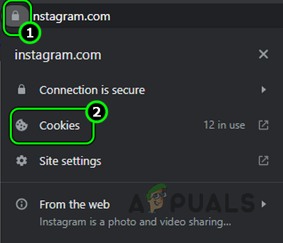 Open Instagram Cookies Settings
