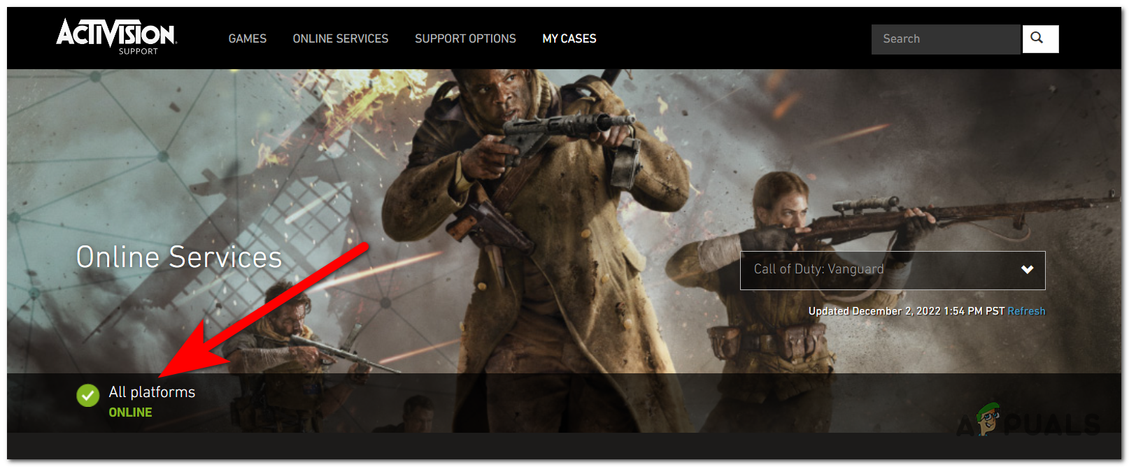 Checking the current COD Vanguard server status
