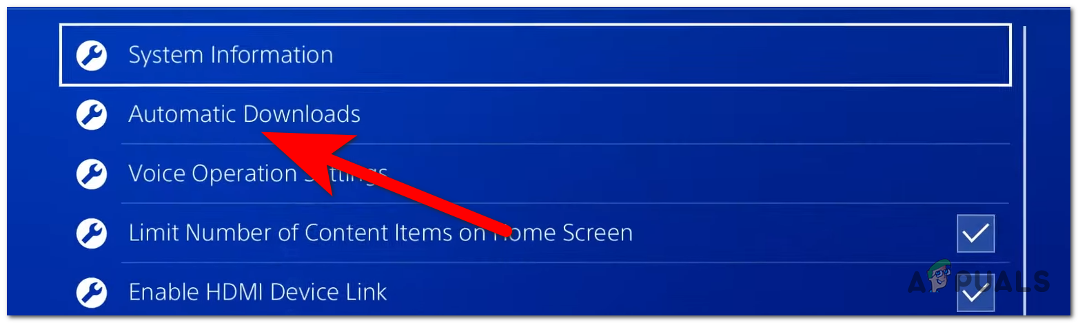 Selecting the Automatic Download menu