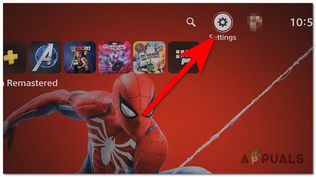 Opening the Settings on your PS5