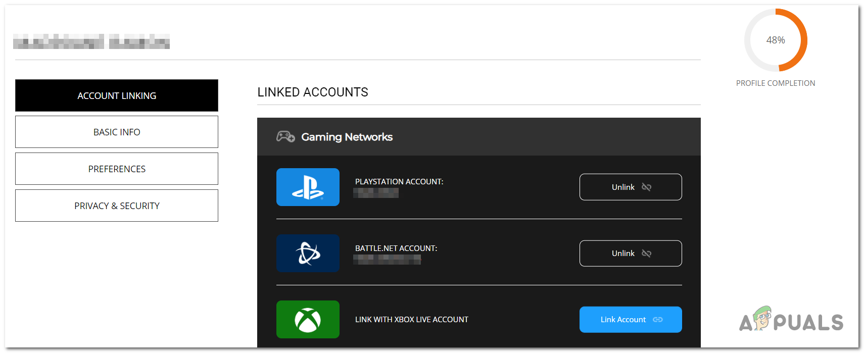 Verifying if the account has been linked