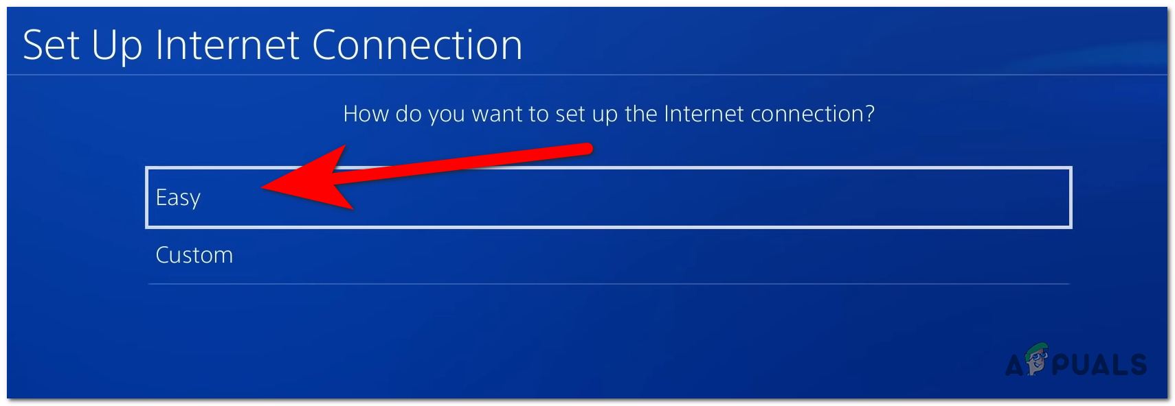 Choosing the Custom connection