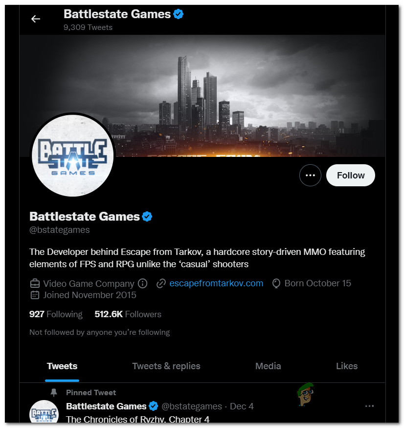 Checking the official Twitter page