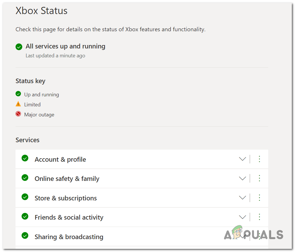 Checking the Xbox servers status