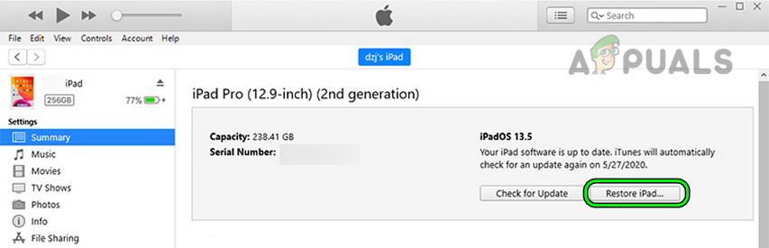 Restore iPad Through the iTunes