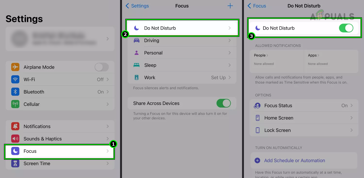 Disable Do Not Disturb Focus on the iPhone