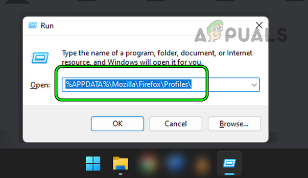 Open the Profiles Folder in the Firefox Installation Directory Through the Run Command Box