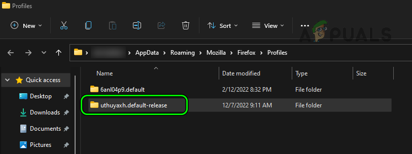 Open the Default Firefox Profile Folder