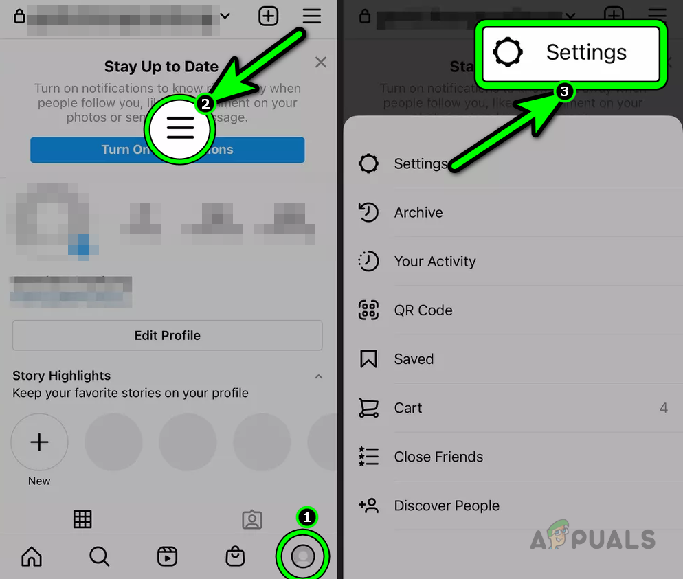Open Instagram Settings