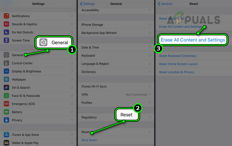 Reset the iPhone by Erasing All Content And Settings 
